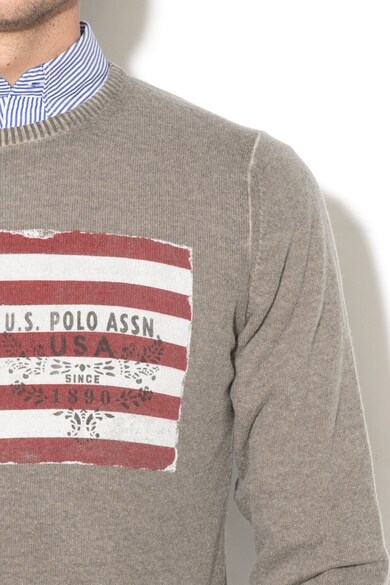U.S. Polo Assn. Pulover din amestec de lana, cu imprimeu grafic Barbati