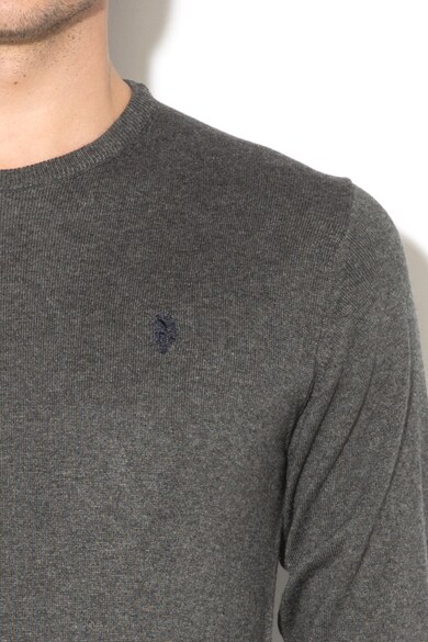 U.S. Polo Assn. Pulover din tricot fin cu aplicatii in zona coatelor si logo Barbati