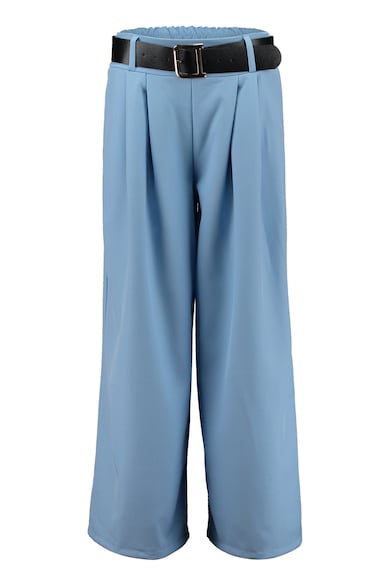Pantaloni eleganti evazati cu talie medie - Albastru azur