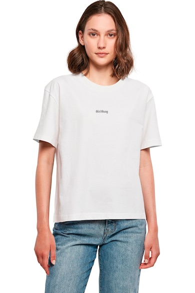 Tricou cu decolteu rotund si imprimeu pe partea din spate - Alb/Negru/Roz