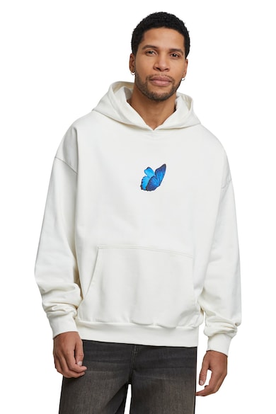 Hanorac lejer unisex cu imprimeu grafic si foto - Gri/Albastru royal/Alb murdar