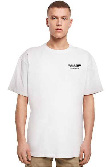 Tricou din bumbac cu imprimeu text - Alb/Negru