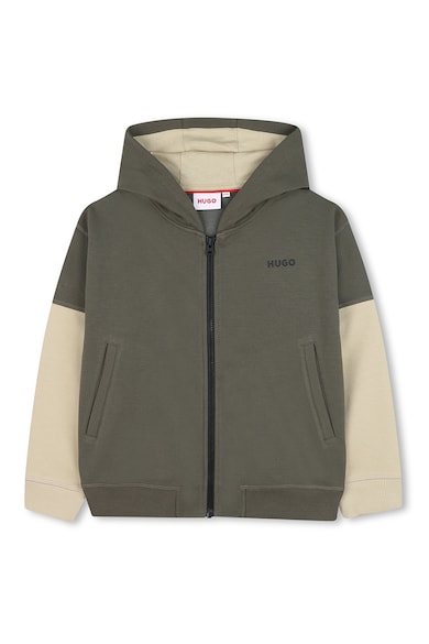 Hanorac cu maneci contrastante - Negru/Kaki/Bej deschis