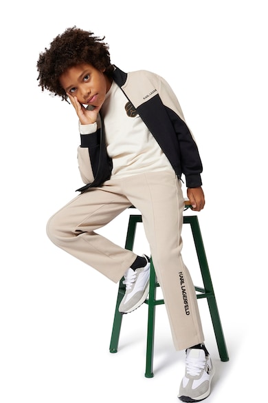 Bluza de trening cu logo si fermoar - Negru/Maro nisip