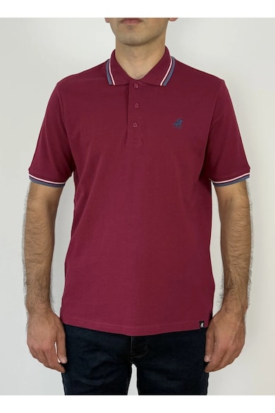 U.S. Grand POLO Tricou polo barbati cu logo si detalii contrastante - Regular fit - Visiniu
