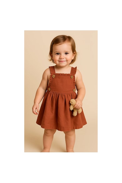 Rochie sarafan babydoll - Retro Journey - Caramiziu - pentru fetite - Caramiziu