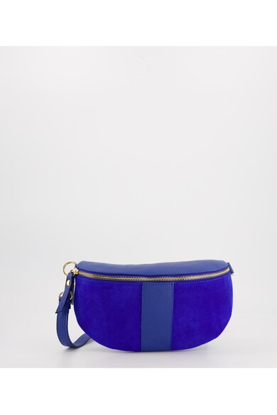 Geanta crossbody din piele naturala - albastru marin - 1 compartiment - dimensiuni 13x27x2cm