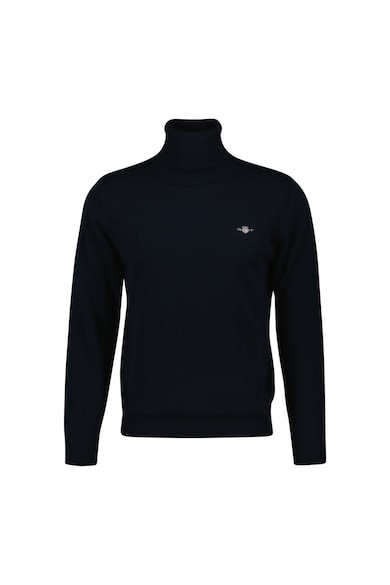 Pulover de bumbac cu guler inalt - Albastru