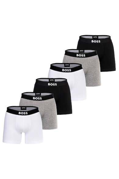 Set de boxeri din amestec de bumbac cu logo - 6 perechi - Alb/Negru/Gri