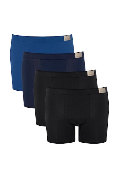 Set de boxeri GO Natural - 4 perechi - Negru/Albastru