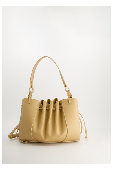 Geanta crossbody din piele naturala - bej - 9cm tocul - fara futrowka