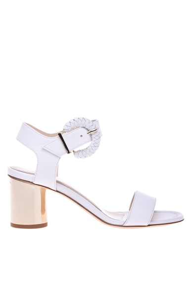 Sandale din piele cu toc masiv - Alb