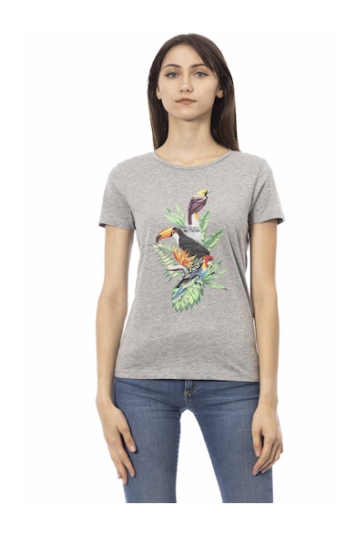 Tricou slim-fit cu decolteu rotund - Gri