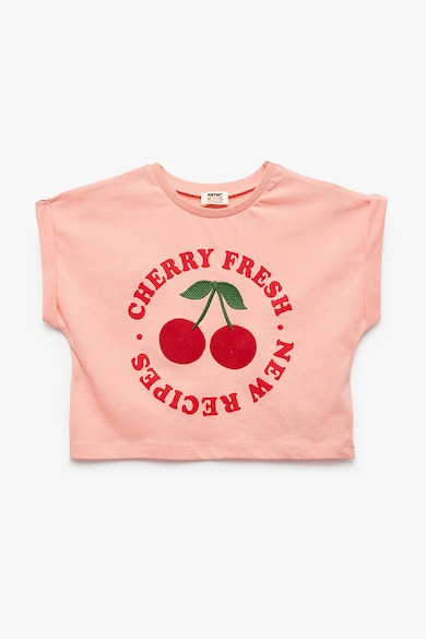 Tricou croo cu imprimeu fructe - Rosu/Piersica/Verde aquamarin