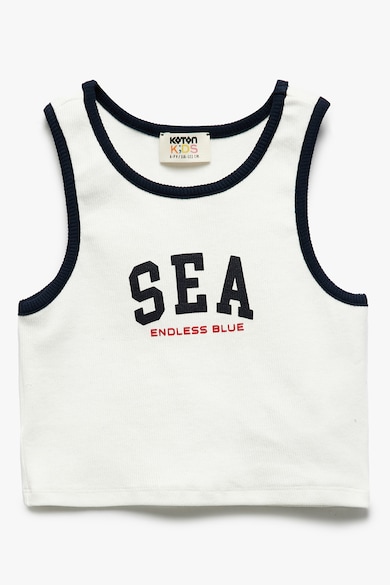 Top crop cu imprimeu text - Alb/Negru