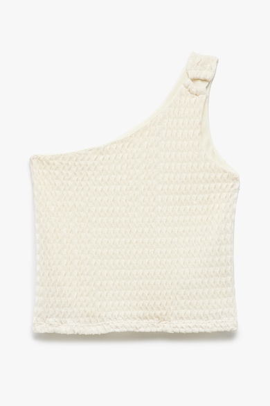 Bluza crop cu decolteu pe un umar - Alb fildes