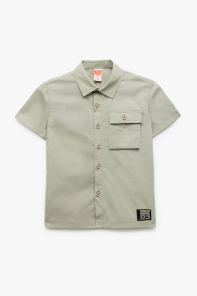 Camasa de bumbac cu maneci scurte - Negru/Gri cenusiu