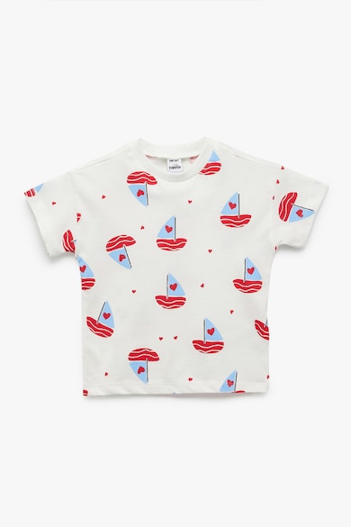 Tricou cu model grafic - Rosu/Alb/Albastru lavanda