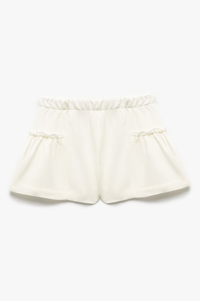 Pantaloni scurti cu fronseuri - Alb fildes