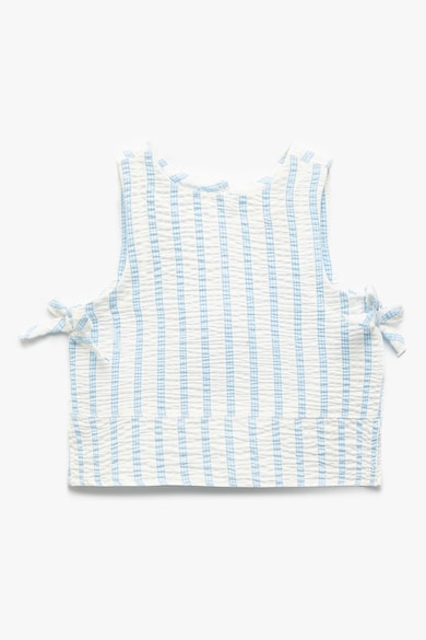 Top texturat cu model in dungi - Alb murdar/Albastru deschis