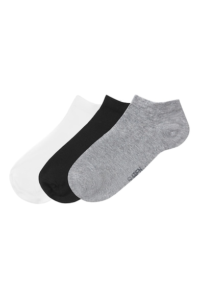 Set de sosete pana la glezna - 3 perechi - Negru/Alb optic/Gri deschis melange