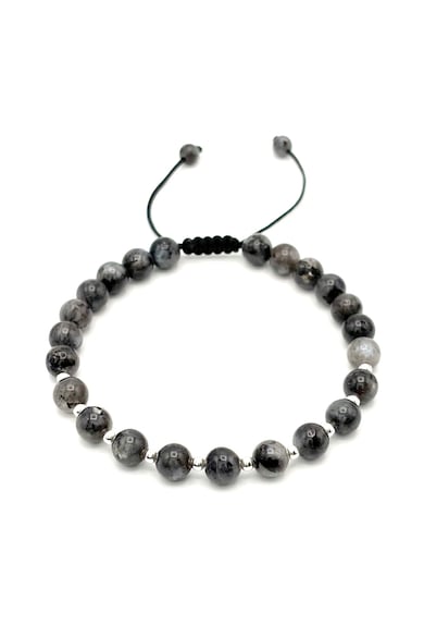 Bratara cu 10 bile din Argint 925 si pietre naturale Labradorit de 6mm - snur reglabil - barbat