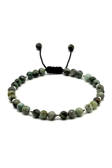 Bratara cu bile din Argint 925 si pietre naturale Turcoaz - snur reglabil - barbat