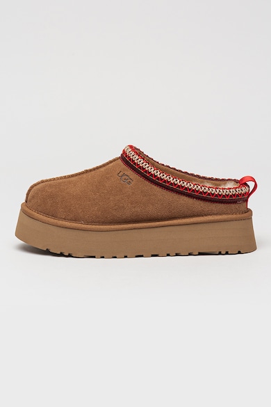 Saboti flatform din piele intoarsa Tazz II, Visiniu/Caramel/Bej deschis UGG