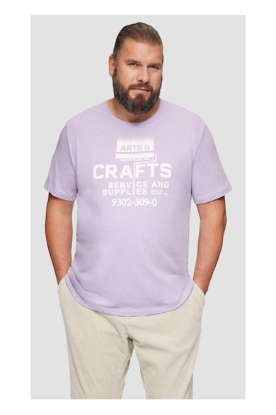 Big Sizes Tricou barbati big sizes cu imprimeu text si decolteu la baza gatului - Lila - Lila