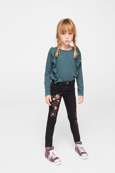 Mango Blugi skinny fit cu broderii florale Fete