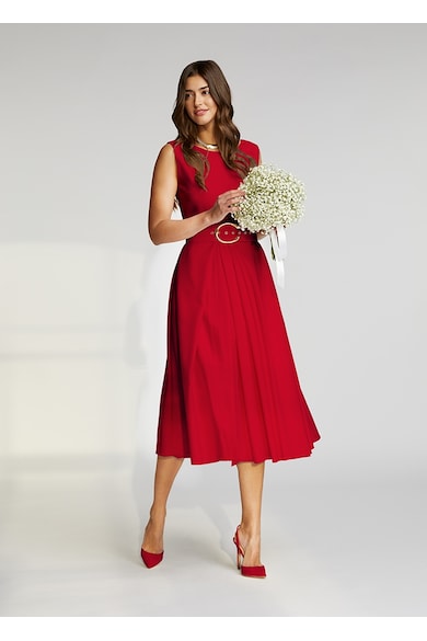 Rochie cocktail midi cu buzunare si curea asortata Vienna