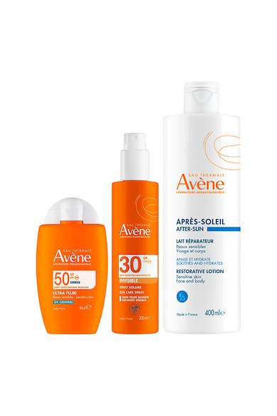 Pachet – Fluid protectie solara fata SPF 50+ 50 ml + Spray invizibil SPF 30 - 200 ml + Lotiune dupa plaja - 400 ml
