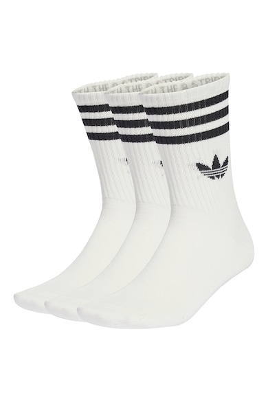 Set de sosete lungi unisex cu detaliu logo - 3 perechi - Alb/Negru