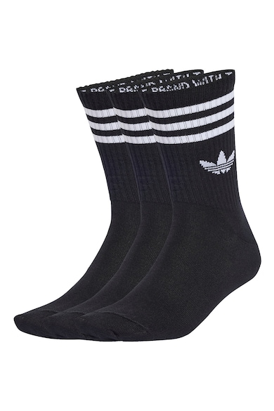 Set de sosete lungi unisex cu detaliu logo - 3 perechi - Negru