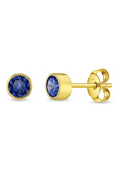 Cercei din Aur 14K pentru Copii - cu Safir – Birthstone luna Septembrie - montura Halo - inchidere cu Fluturas