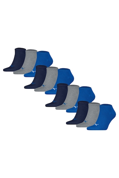 Set de sosete unisex pana la glezna - 12 perechi - Gri melange/Albastru