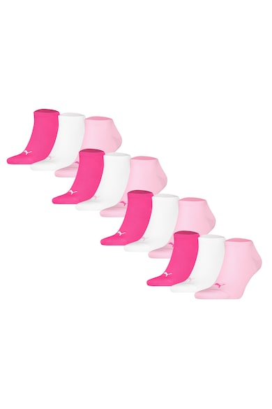 Set de sosete unisex pana la glezna - 12 perechi - Alb/Roz