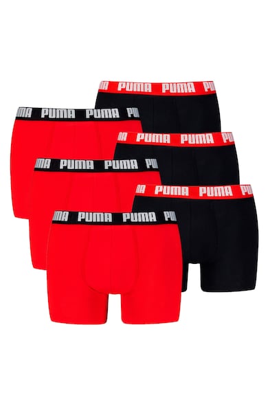 Set de boxeri cu banda logo in talie - 6 perechi - Rosu/Negru