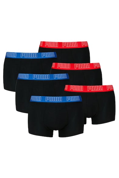 Set de boxeri din amestec de bumbac cu logo - 6 perechi - Rosu/Negru/Albastru