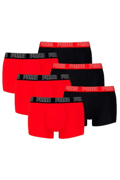 Set de boxeri din amestec de bumbac cu logo - 6 perechi - Rosu/Negru