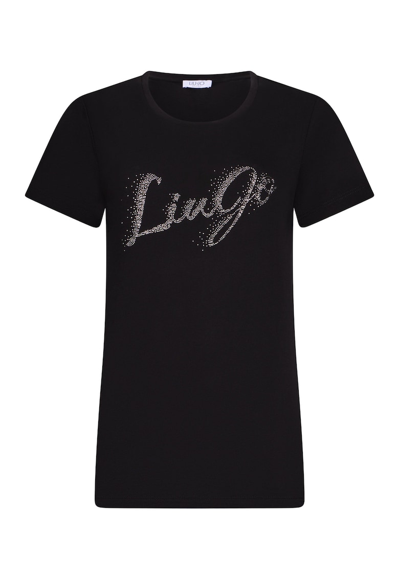 Tricou slim fit cu logo - Negru