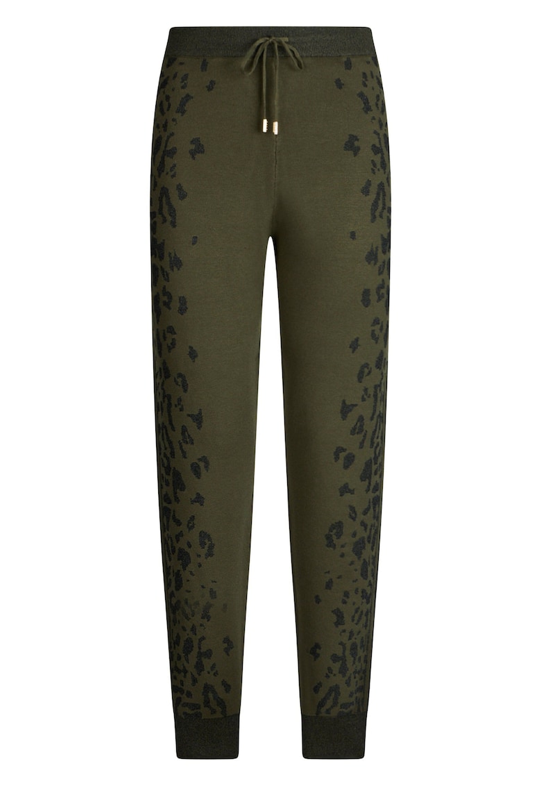 Pantaloni de trening cu animal print si aspect tricotat