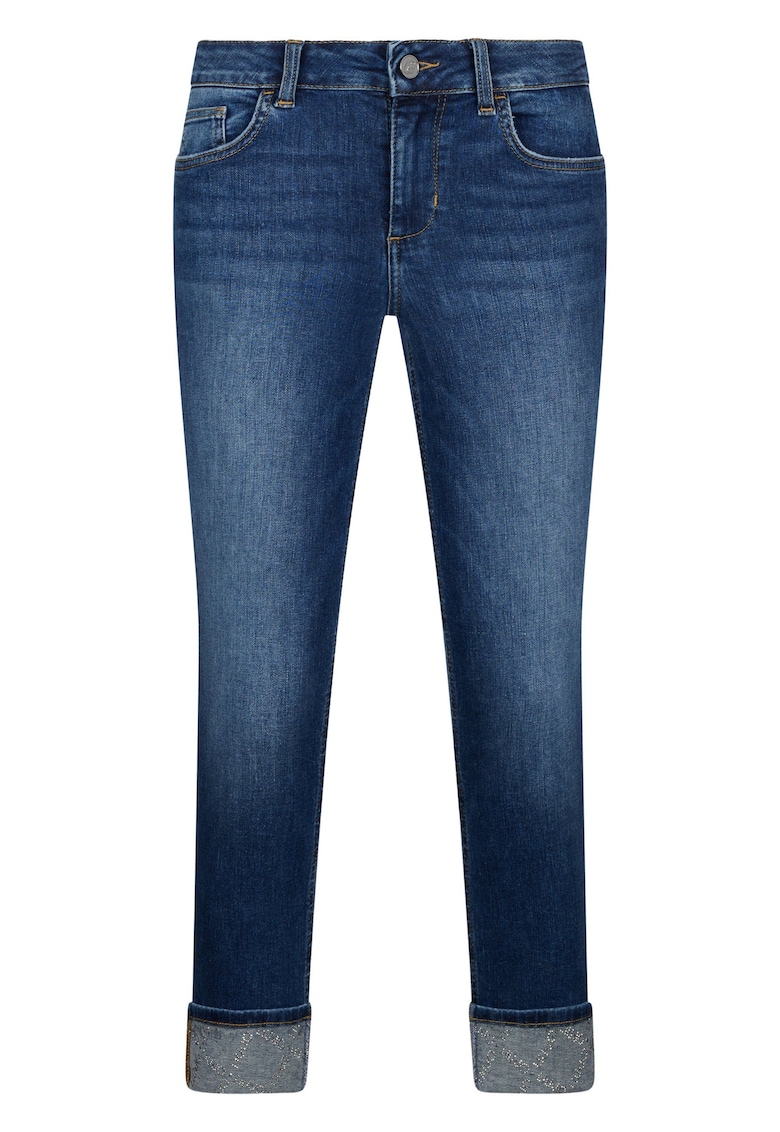 Blugi skinny cu terminatii pliabile - Albastru petrol