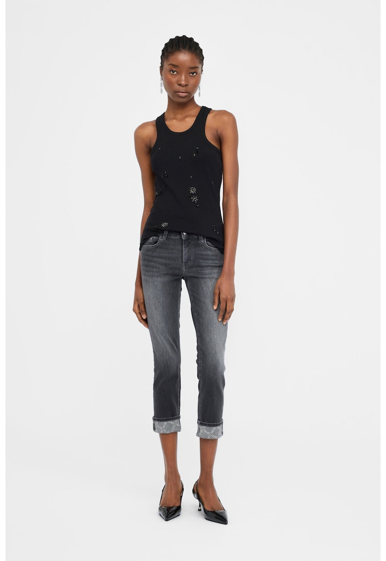 Blugi skinny cu terminatii pliabile - Gri