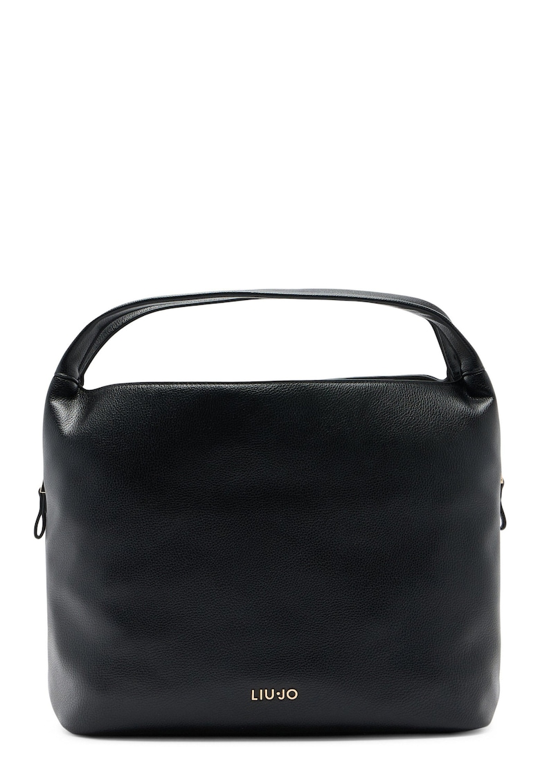 Geanta din piele ecologica cu bareta de umar si detaliu logo