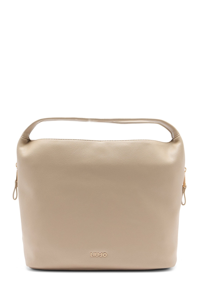 Geanta din piele ecologica cu bareta de umar si detaliu logo