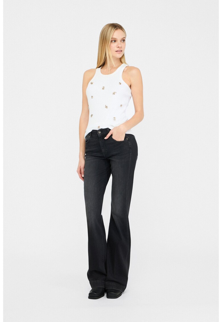 Blugi cu croiala ampla si talie medie - Gri inchis