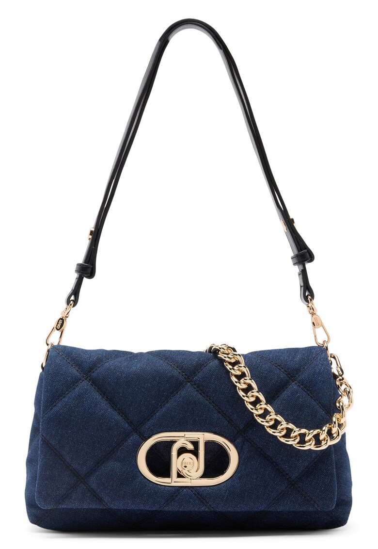 Geanta din denim cu bareta de umar - Bleumarin