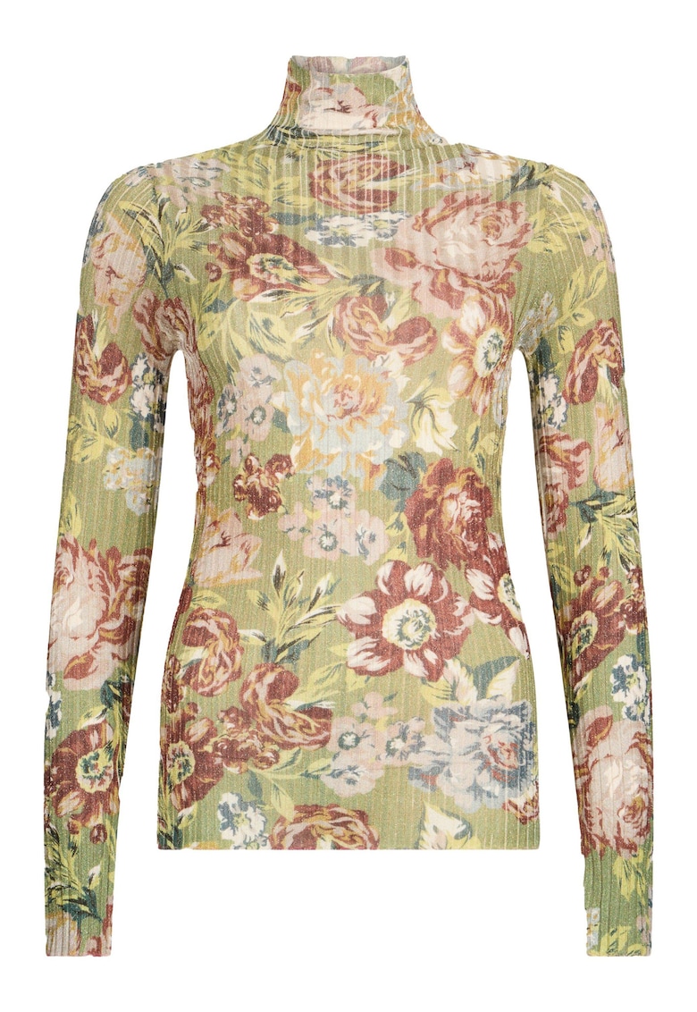 Pulover cu model floral si guler inalt