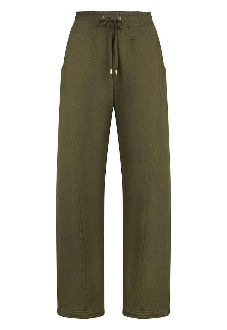 Pantaloni de trening cu croiala dreapta si buzunare - Verde masliniu
